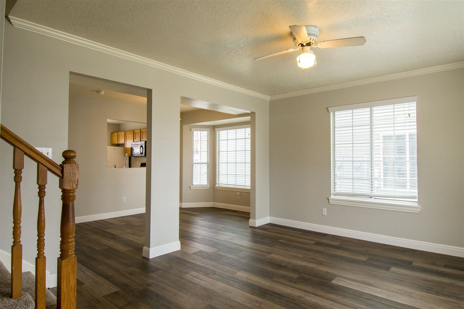 Freshly painted open living room